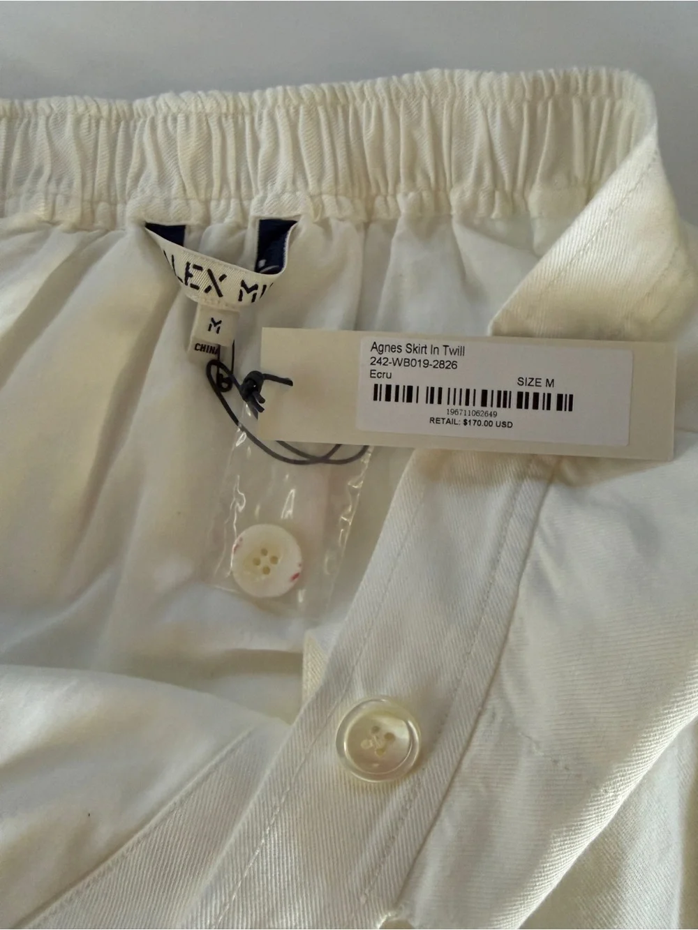 Alex Mill Agnes midi wrap skirt in twill off white size medium NWT - Picture 8 of 9